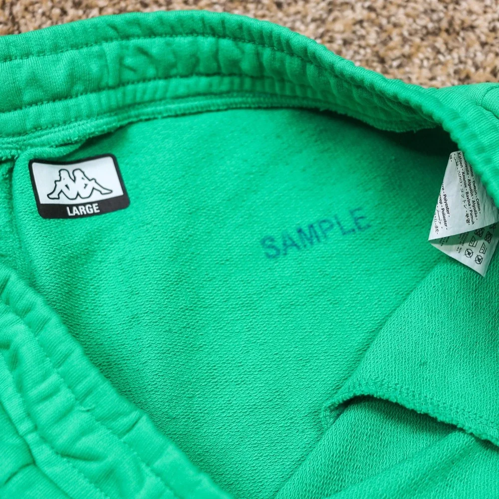 Kappa Tennis Club Shorts Men Large Green Pink Graphic Sample Athletic Drawstring
